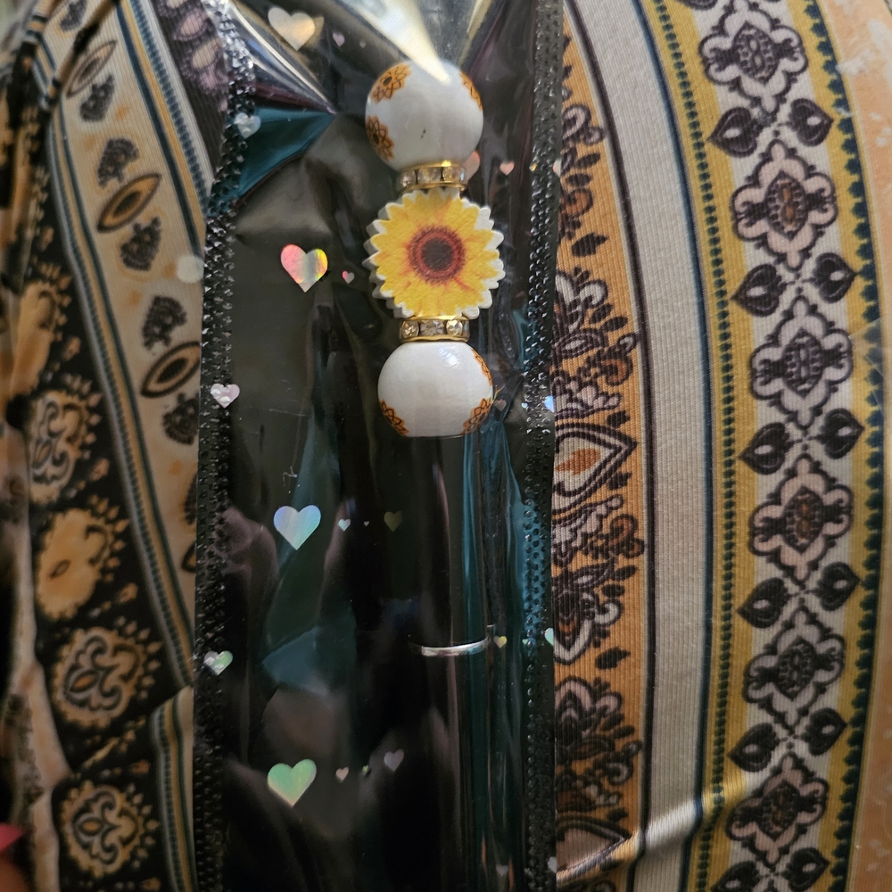 Sunflower Design Pen with Beads